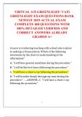 VIRTUAL ATI GREENLIGHT&sol; VATI  GREENLIGHT EXAM QUESTIONS BANK  NEWEST 2025 ACTUAL EXAM  COMPLETE 400 QUESTIONS WITH  100&percnt; DETAILED VERIFIED AND  CORRECT ANSWERS ALREADY  GRADED A&plus; 