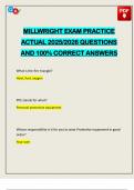 MILLWRIGHT EXAM PRACTICE ACTUAL 2025&sol;2026 QUESTIONS AND 100&percnt; CORRECT ANSWERS