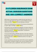 214 FLORIDA INSURANCE EXAM ACTUAL 2025&sol;2026 QUESTIONS AND 100&percnt; CORRECT ANSWERS