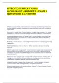 INTRO TO SUPPLY CHAIN - WOHLFAHRT - RUTGERS - EXAM 1 QUESTIONS & ANSWERS
