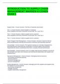INTRODUCTION TO SUPPLY CHAIN MANAGEMENT WARREN H COHEN EXAM 1 QUESTINS AND ANSWERS