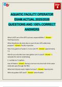AQUATIC FACILITY OPERATOR EXAM ACTUAL 2025&sol;2026 QUESTIONS AND 100&percnt; CORRECT ANSWERS