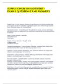 SUPPLY CHAIN MANAGEMENT - EXAM 1 QUESTIONS AND ANSWERS