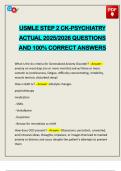 USMLE STEP 2 CK-PSYCHIATRY ACTUAL 2025&sol;2026 QUESTIONS AND 100&percnt; CORRECT ANSWERS