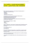 TCU SUPPLY CHAIN MANAGEMENT -EXAM 1 QUESTIONS AND ANSWERS