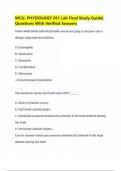 WCU&comma; PHYSIOLOGY 261 Lab Final Study Guide&vert; Questions With Verified Answers