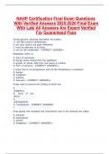 NAHP Certification Final Exam Questions With Verified Answers 2025-2026 Final Exam With Lab&vert; All Answers Are Expert Verified For Guaranteed Pass