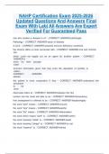 NAHP Certification Exam 2025-2026 Updated Questions And Answers Final Exam With Lab&vert; All Answers Are Expert Verified For Guaranteed Pass