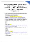 Data-Driven Decision Making &lpar;WGU C207&rpar; &mdash; Western Governors University &mdash; 2025 &mdash; Exam Questions with Correct Answers and Explanations