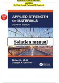 SOLUTIONS MANUAL FOR Applied Strengths Of Materials 7th Edition By Robert L&period; Mott &comma;Joseph A&period; Untener &vert; All Chapters &lpar;1-14&rpar; &vert; Latest Version A&plus;