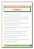 Maryland Asbestos exam 2025 Questions and Answers
