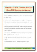 HONORS CHEM&colon; Chemical Reactions Exam 2025 Questions and Answers