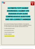 &lpar;ULTIMATE&rpar; TCFP HAZMAT AWARENESS &sol; HAZMAT OPS 2025&sol;2026 STUDY GUIDE COMPREHENSIVE QUESTIONS AND 100&percnt; CORRECT ANSWERS