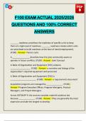 F100 EXAM ACTUAL 2025&sol;2026 QUESTIONS AND 100&percnt; CORRECT ANSWERS