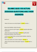 ISLAMIC QUIZ-100 ACTUAL 2025&sol;2026 QUESTIONS AND THEIR ANSWERS