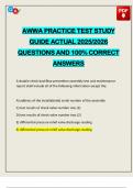 AWWA PRACTICE TEST STUDY GUIDE ACTUAL 2025&sol;2026 QUESTIONS AND 100&percnt; CORRECT ANSWERS