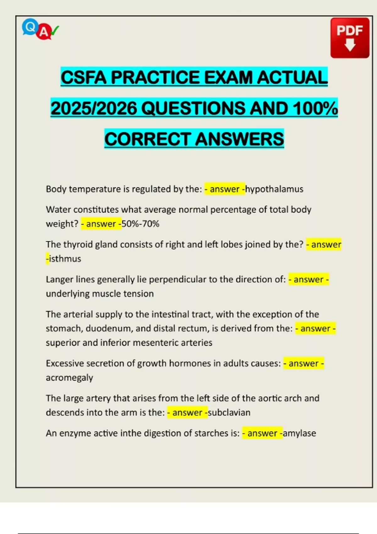 CSFA PRACTICE EXAM ACTUAL 2025/2026 QUESTIONS AND 100% CORRECT ANSWERS ...