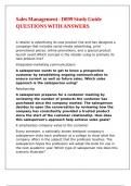 Sales Management - D099 Study Guide QUESTIONS WITH ANSWERS