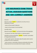 LIFE INSURANCE EXAM &lpar;TEXAS&rpar; ACTUAL 2025&sol;2026 QUESTIONS AND 100&percnt; CORRECT ANSWERS