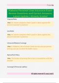Alabama Personal Lines Insurance Exam  Review Questions and Correct Answers&sol;  Latest Update &sol; Already Graded 