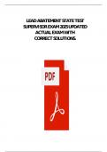 LEAD ABATEMENT SUPERVISOR STATE TEST NEWEST ACTUAL EXAM COMPLETE 170 QUESTIONS AND CORRECT DETAILED ANSWERS