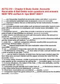 ACTG 210 &ndash; Chapter 8 Study Guide Accounts Receivable & Bad Debts exam questions and answers NEW TIPS verified A&plus; tips MUST SEE&excl;&excl;&excl;&period;pdf