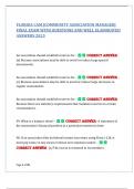 FLORIDA CAM &lbrack;COMMUNITY ASSOCIATION MANAGER&rsqb;  FINAL EXAM WITH QUESTIONS AND WELL ELABORATED  ANSWERS 2025