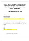 ETS MFT Business Exam 2025 &lpar;2 Different Versions&rpar; &vert; Actual Exam Questions and Correct Answers &vert; Already Graded A&plus; &vert; Verified Answers &vert; Latest Versions &vert; Just Released