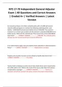 NYS 17-70 Independent General Adjuster Exam &vert; All Questions and Correct Answers &vert; Graded A&plus; &vert; Verified Answers &vert; Latest Version