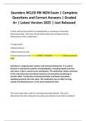 Saunders NCLEX RN NGN Exam &vert; Complete Questions and Correct Answers &vert; Graded A&plus; &vert; Latest Version 2025 &vert; Just Released