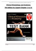 Test Bank - Clinical Kinesiology and Anatomy&comma; 7th Edition &lpar;Lippert&comma; 2023&rpar;&comma; Chapter 1-21 