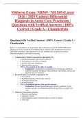 Midterm Exam&colon; NR569 &sol; NR 569 &lpar;Latest 2026 &sol; 2025 Update&rpar; Differential Diagnosis in Acute Care Practicum &vert; Questions with Verified Answers &vert; 100&percnt; Correct &vert; Grade A - Chamberlain