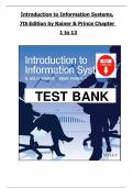 SOLUTION MANUAL Introduction to Information Systems&comma; 7th Edition by Rainer & Prince All Chapters 1 to 13 complete Verified editon