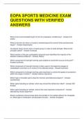 EOPA SPORTS MEDICINE EXAM QUESTIONS WITH VERIFIED ANSWERS 