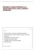 SECURITY CLASS D MODULE 1-3 QUESTIONS WITH 100&percnt; CORRECT ANSWERS&excl;&excl;