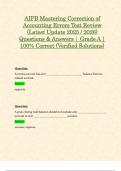 AIPB Mastering Correction of Accounting Errors Test Review &lpar;Latest Update 2025 &sol; 2026&rpar; Questions & Answers &vert; Grade A &vert; 100&percnt; Correct &lpar;Verified Solutions&rpar;