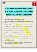 GOVERNMENT BASIC FACTS TEST 4 ACTUAL 2025&sol;2026 QUESTIONS AND 100&percnt; CORRECT ANSWERS