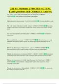 CSE 511 Midterm UPDATED ACTUAL   Exam Questions and CORRECT Answers 
