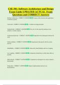 CSE 301&colon; Software Architecture and Design  Exam Guide UPDATED ACTUAL  Exam  Questions and CORRECT Answers