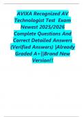 AVIXA Recognized AV Technologist Test  Exam Newest 2025&sol;2026 Complete Questions And Correct Detailed Answers &lpar;Verified Answers&rpar; &vert;Already Graded A&plus;&vert;&vert;Brand New Version&excl;&excl;