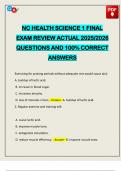 NC HEALTH SCIENCE 1 FINAL EXAM REVIEW ACTUAL 2025&sol;2026 QUESTIONS AND 100&percnt; CORRECT ANSWERS