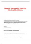 Advanced Pharmacology Final Exam With Complete Solutions