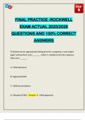 FINAL PRACTICE -ROCKWELL EXAM ACTUAL 2025&sol;2026 QUESTIONS AND 100&percnt; CORRECT ANSWERS
