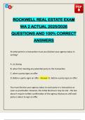 ROCKWELL REAL ESTATE EXAM WA 2 ACTUAL 2025&sol;2026 QUESTIONS AND 100&percnt; CORRECT ANSWERS