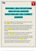 ROCKWELL REAL ESTATE EXAM MAIN ACTUAL 2025&sol;2026 QUESTIONS AND 100&percnt; CORRECT ANSWERS