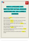 NASCO LIFEGUARD CERT&period; WRITTEN TEST ACTUAL 2025&sol;2026 QUESTIONS AND 100&percnt; CORRECT ANSWERS