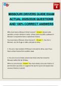 MISSOURI DRIVERS GUIDE EXAM ACTUAL 2025&sol;2026 QUESTIONS AND 100&percnt; CORRECT ANSWERS