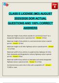 CLASS E LICENSE &lpar;MO&rpar; AUGUST 2025&sol;2026 DOR ACTUAL QUESTIONS AND 100&percnt; CORRECT ANSWERS