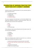 FOUNDATION OF NURSING PRACTICE TEST QUESTIONS WITH CORRECT ANSWERS