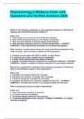 Pharmacology II Midterm Exam with Questions and Verified Answers 2025&period;